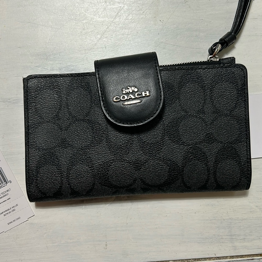 Coach Black Signature Wristlet Wallet